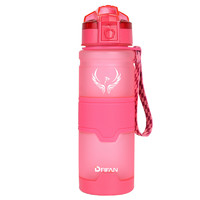 DFIFAN 水杯大容量tritan塑料杯子男女户外旅行健身运动水壶创意弹盖便携直饮太空杯 粉红色500毫升