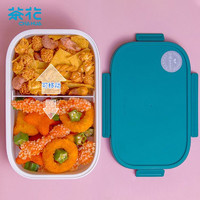 PLUS会员：CHAHUA 茶花 031003 塑料饭盒 蓝色 分隔款 1100ml