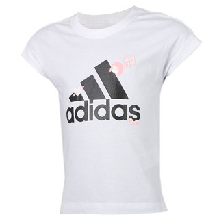 adidas 阿迪达斯 JG BADGES TEE 儿童短袖T恤 FM4485 白色 152cm