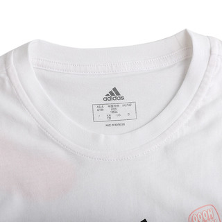 adidas 阿迪达斯 JG BADGES TEE 儿童短袖T恤 FM4485 白色 152cm