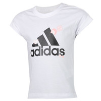 adidas 阿迪达斯 JG BADGES TEE 儿童短袖T恤 FM4485 白色 116cm