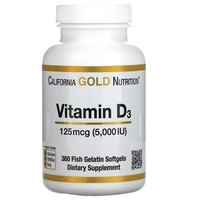 California Gold Nutrition 维生素D3软胶囊 125微克(5000IU) 360粒