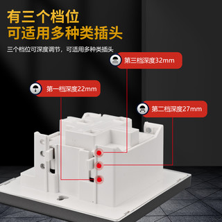 HYJXH 海燕嵌入式插座冰箱专用隐藏式插座电视柜内嵌式插座墙壁五孔86型 隐藏式白10a