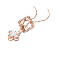 CHJ JEWELLERY 潮宏基 芳华系列 XQK32206344 窗花18K玫瑰金钻石母贝项链 45cm 2.6g