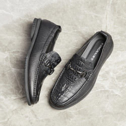 kangnai康奈2022春季新款鳄鱼纹休闲鞋男士防滑百搭豆豆鞋男鞋