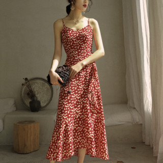 MIGU 弥古 女士长款连衣裙 M1191Q10101000 红色 XL