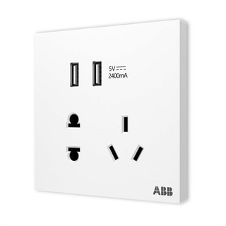 ABB 盈致系列 CA293 五孔带双USB插座 典雅白