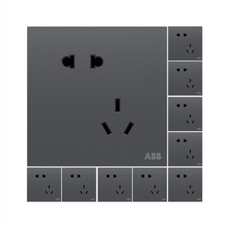 ABB 盈致系列 CA205-MG 斜五孔插座 太空灰 10只装