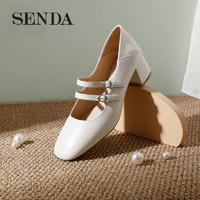 SENDA 森达 2021秋季新款商场同款甜美玛丽珍气质粗跟女浅口单鞋3EH01CQ1