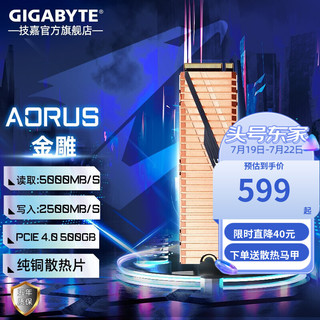 GIGABYTE 技嘉 金雕 GP-ASM2NE6500GTTD NVMe M.2 固态硬盘 500GB（PCI-E4.0）