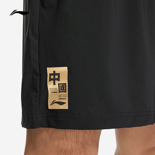 李宁运动裤男2022新品健身系列中国力量主题针织运动短裤官方旗舰网AKSSB31 黑色-3 XL