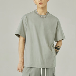 CHINISM 男士圆领短袖T恤 CJ2222T2026 月灰色 L