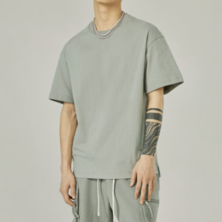 CHINISM 男士圆领短袖T恤 CJ2222T2026 月灰色 XL
