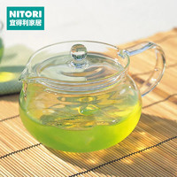 NITORI宜得利家居带茶漏透明玻璃茶壶日本制耐热玻璃日式茶壶  450ml