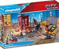 playmobil 摩比世界 小型挖掘机，带建筑部分