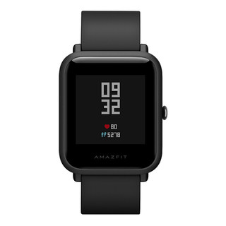 AMAZFIT 跃我 A1608 智能手表 黑色聚碳酸酯表壳 黑色硅胶表带 (GPS、ECG)