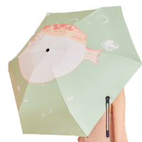 uvno 海洋系列 UV21024 6骨五折遮阳伞 河豚款 草绿色