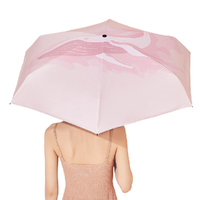 uvno 海洋系列 UV21024 6骨五折遮阳伞 鲸鱼款 藕粉色