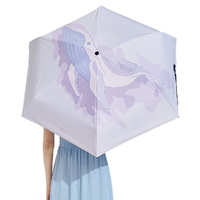 uvno 海洋系列 UV21024 6骨五折遮阳伞 鲸鱼款