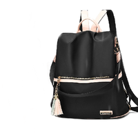 简影 女士牛津布双肩包 0831 黑色/粉色 大号