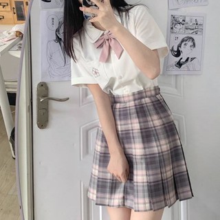 春日制服部 灰鸢 JK制服 女士格裙 灰粉色 39cm S