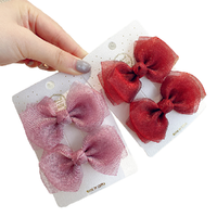 MICKEYFEIFEI 米奇飞飞 F168-754463 女童蝴蝶结发夹 玫粉+酒红