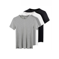 SEPTWOLVES 七匹狼 舒适家居系列 男士圆领T恤套装 96372 3件装(黑色+麻灰+白色) XL