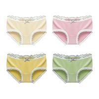Langsha 浪莎 女士三角内裤套装 QJ-NK1816-4 4条装(肤色+粉色+黄色+绿色) XL