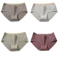 Langsha 浪莎 女士三角内裤套装 QJZL8089 4条装(咖色+灰色+绿色+紫色) L