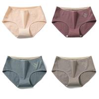 Langsha 浪莎 女士三角内裤套装 QJZL8089 4条装(肤色+紫色+蓝色+咖色) M