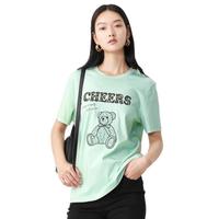 Juzui 玖姿 annakro系列 女士圆领短袖T恤 JTBX83303 浅绿 XXXL