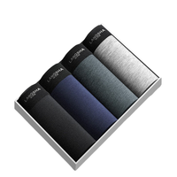 Langsha 浪莎 男士平角内裤套装 4条装(黑色+深灰+藏青+灰蓝) L