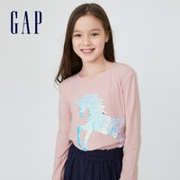 88VIP：Gap 盖璞 女童纯棉双面亮片长袖T恤+儿童运动卫裤+儿童修身运动长裤