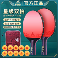 匹克专业级乒乓球拍长短柄单双拍横拍直拍四五星高级训练比赛儿童 T1星级【直拍+横拍】-送10只球