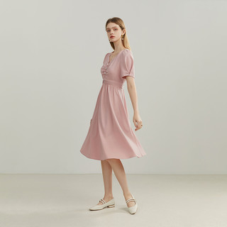 FANSILANEN 范思蓝恩 女士中长款连衣裙 22FS2012 妆粉色 XL