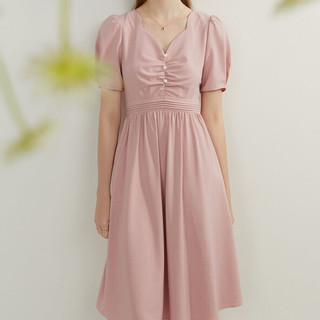 FANSILANEN 范思蓝恩 女士中长款连衣裙 22FS2012 妆粉色 XL