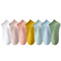 YUZHAOLIN 俞兆林 女士中筒袜 Y11807L 7双装(浅紫+白色+浅蓝+浅粉+深蓝+绿色+黄色)