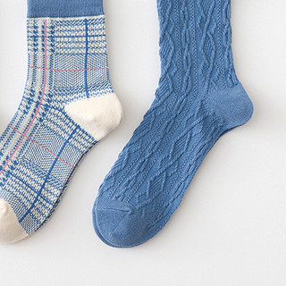 Caramella 焦糖玛奇朵 女士中筒袜套装 3条装(木马蓝+蓝灰色+蓝白色)