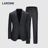 LARDINI意大利进口纯羊毛威尔士亲王格商务西服套装男正装西装 深灰色 44
