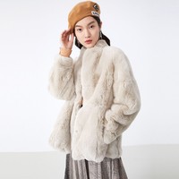 YINER 音儿 商场同款女装冬季短款立领獭兔毛皮草