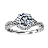 补贴购:Blue Nile 0.83克拉圆形切工钻石+扭纹光环钻石订婚戒托