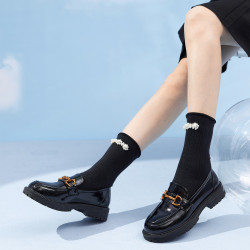 westlink西遇复古学院风乐福鞋女单鞋2022新款夏季马衔扣漆皮jk小皮鞋