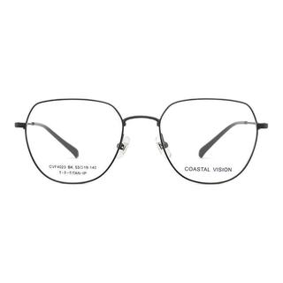 依视路 黑色钛金属眼镜框+钻晶A4系列 1.60折射率 非球面镜片