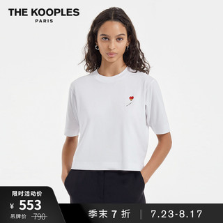 THE KOOPLES 2022春夏新款女士爱心刺绣短袖运动棉T恤 FTSC24040K