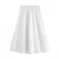 INMAN 茵曼 女士中长款半身裙 F18226180 奶油白 S