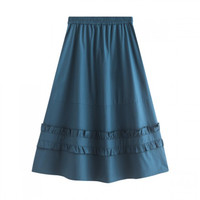 INMAN 茵曼 女士中长款半身裙 F18226180 克莱因蓝 S