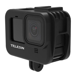 TELESIN GoPro10 9配件兔籠Hero9邊框拓展熱靴冷靴連接麥克風補光燈適配GoPro hero9邊框狗籠