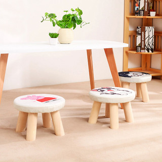 初屋 凳子 四腿实木小凳子靠背凳小椅子创意全实木方凳现代简约家用宝宝矮凳木凳 蘑菇凳（颜色随机）