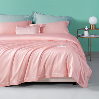 罗莱家纺 床上用品春夏天丝棉床单被套简约1.8米双人床四件套 星璃-绿色 1.2m（4英尺）床，请配150×215cm 被芯