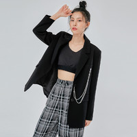 HSTYLE 韩都衣舍 黑色西装外套女春季新款设计感小个子气质小西服